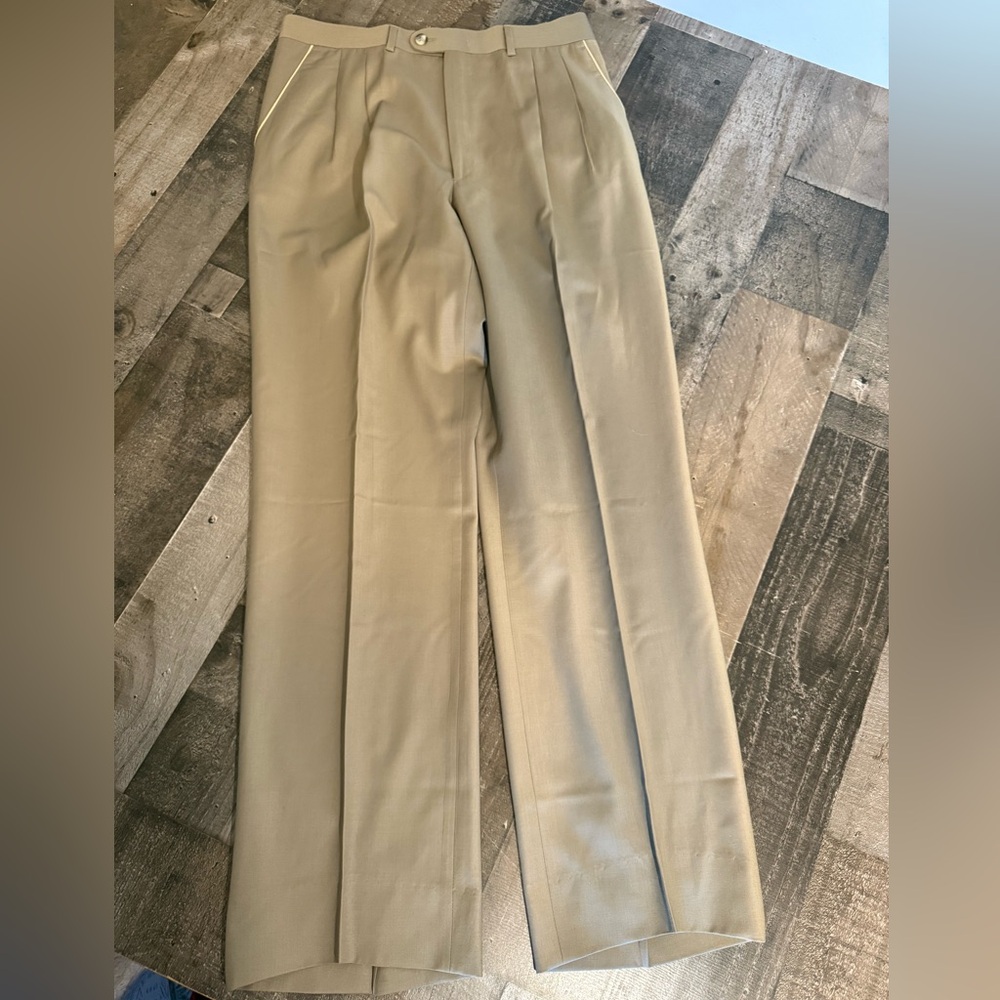 Battaglia Beverly Hills Taupe Wool Dress‎ Pants Made in Italy Size 32